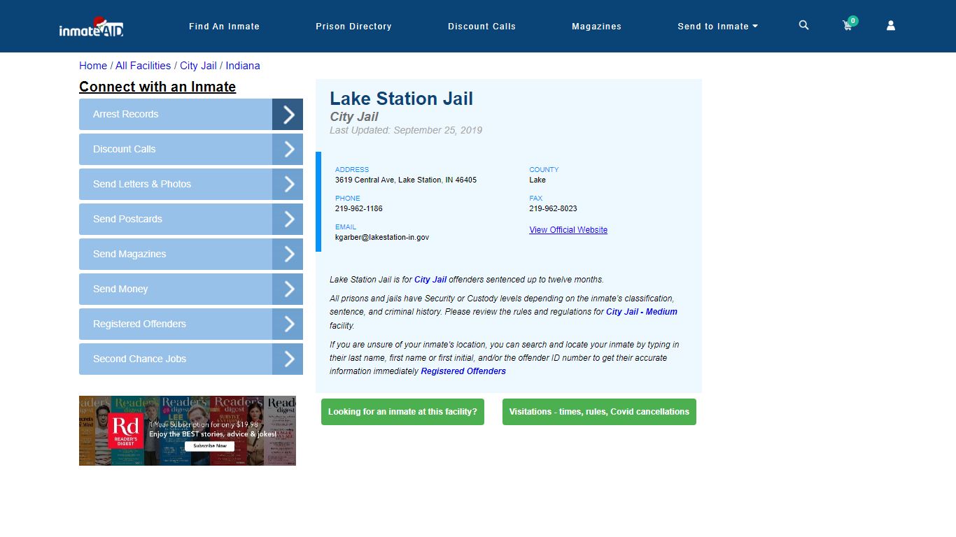 Lake Station Jail | Inmate Locator
